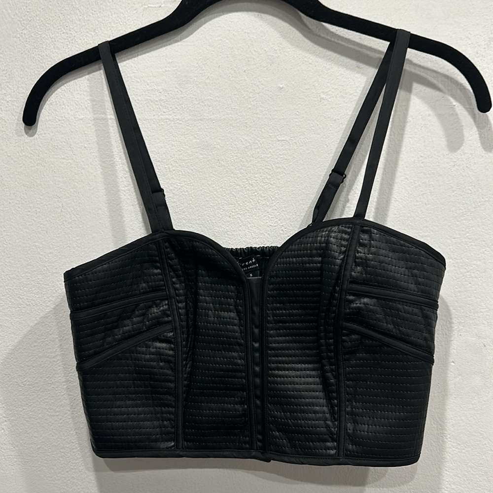 Current Air vegan faux leather bustier tank top bralette black size Medium NWT - Picture 5 of 11
